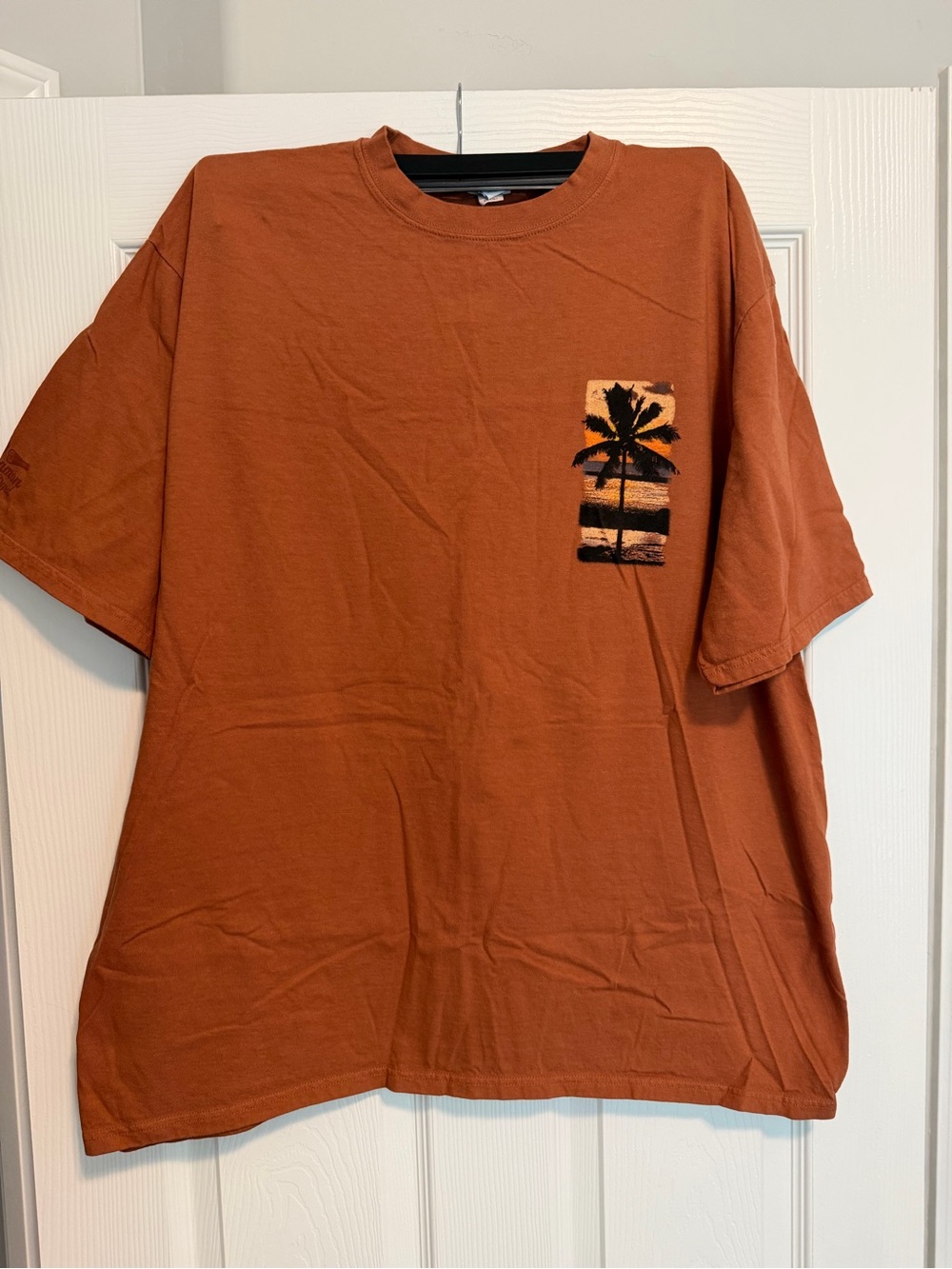 Crazy Shirts Short-Sleeve Tee in Rust with Palm Tree Graphic